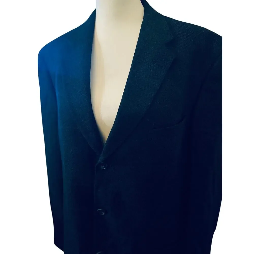 Tommy Hilfiger Three Button 100% Wool Blazer, Charcoal Tweed Detail, 44 Long